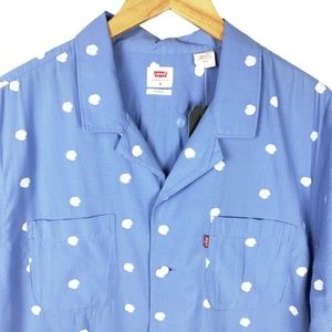 Levi’s Men’s Classic Camp Shirt Polka Dots Blue White